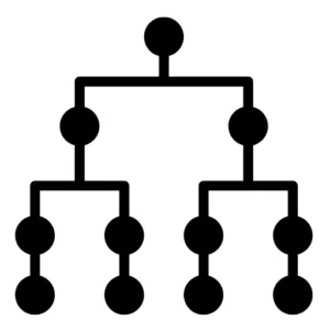 Profile optimization and category selection icon with structured hierarchy nodes