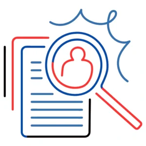 Google Business Profile setup and verification illustration with document and magnifying glass icon